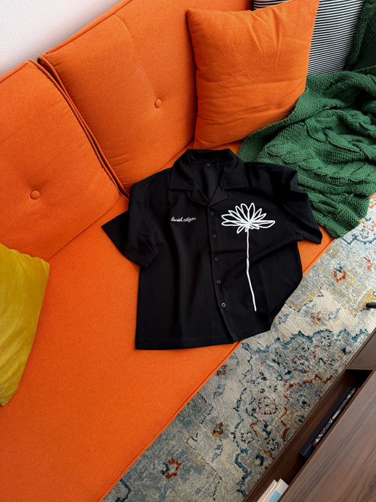 Noir Cropped Button Up